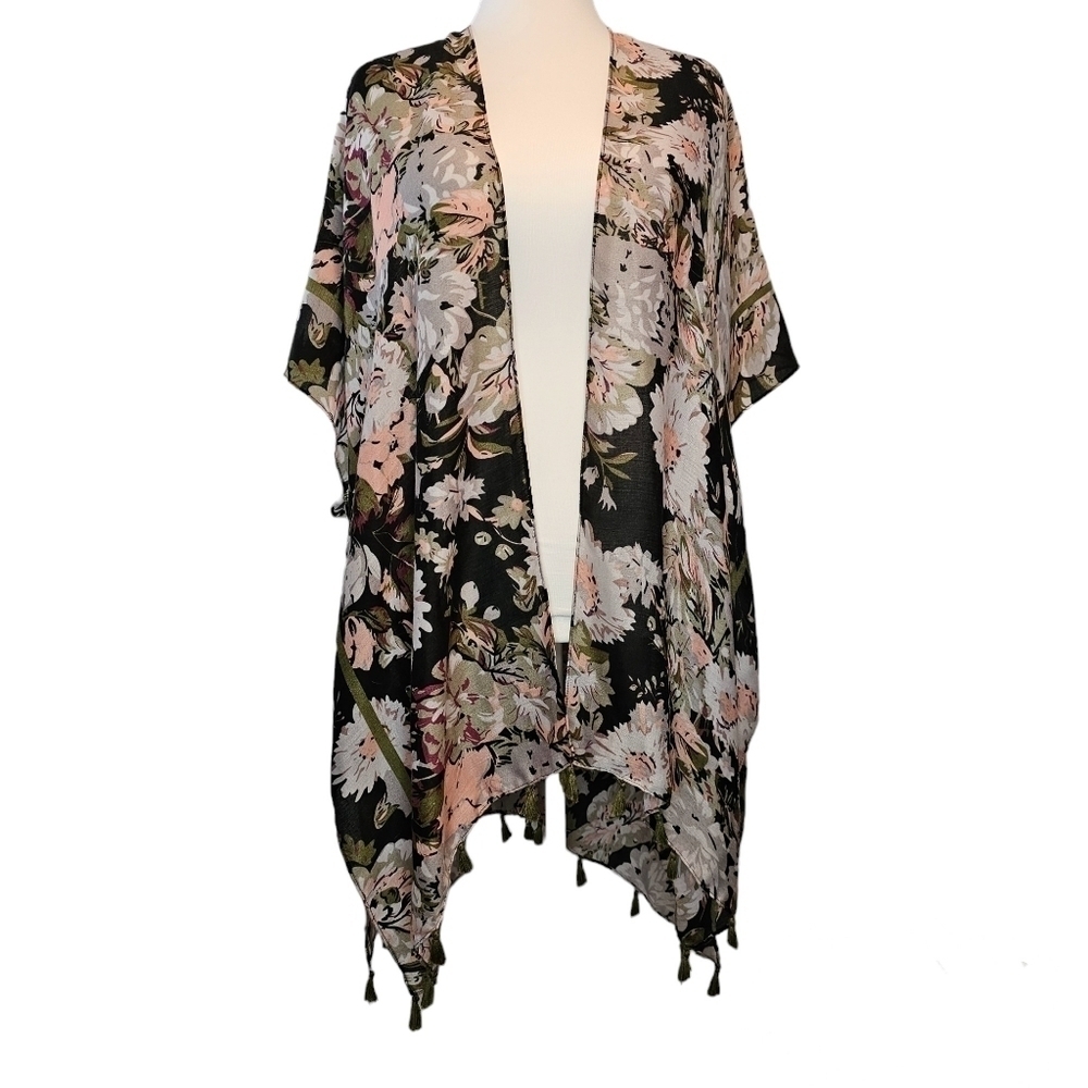 Moss Rose Women's Beach Cover-Up Swimsuit Kimono with Bohemian Floral Print OS